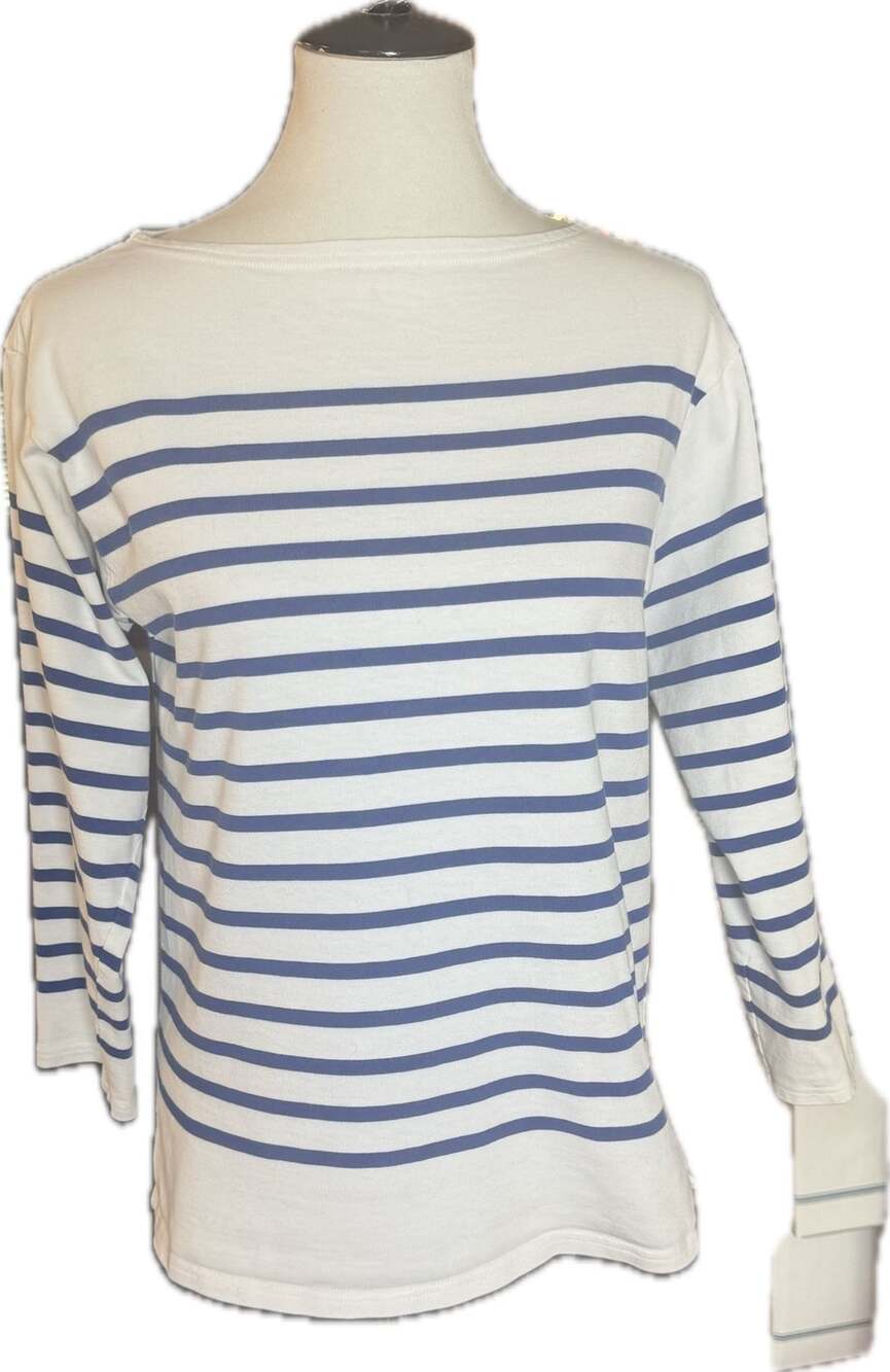 Saint James L'Atelier Made In France Striped Long Sleeve Boatneck Shirt - Picture 2 of 12